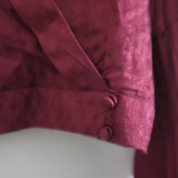 Band of Gypsies Burgundy Satin Wrap Blouse with Flutter Sleeves Size M - Picture 3 of 11